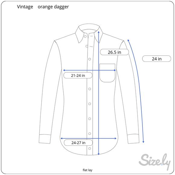 Vintage 60's 70's Women's Orange Dagger Collar Blouse Ribbed Snap Polyester - Picture 8 of 8